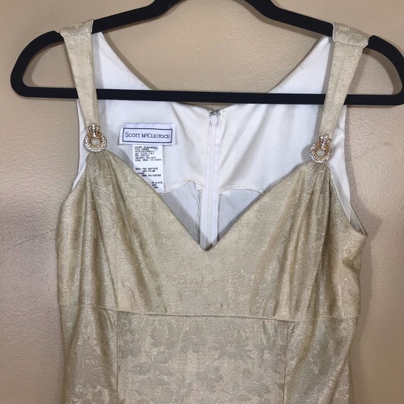 Vintage Scott McClintock Dress Womens 6 Gold Shimmer Formal Maxi Lined - Picture 6 of 10
